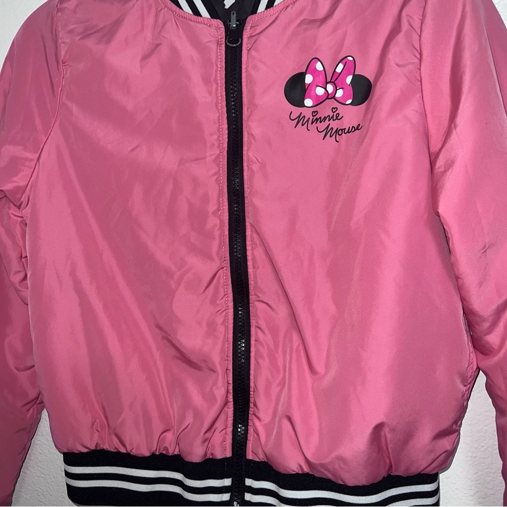Disney Girls Minnie Mouse Reversible Bomber Jacket - Pink - Picture 2 of 6